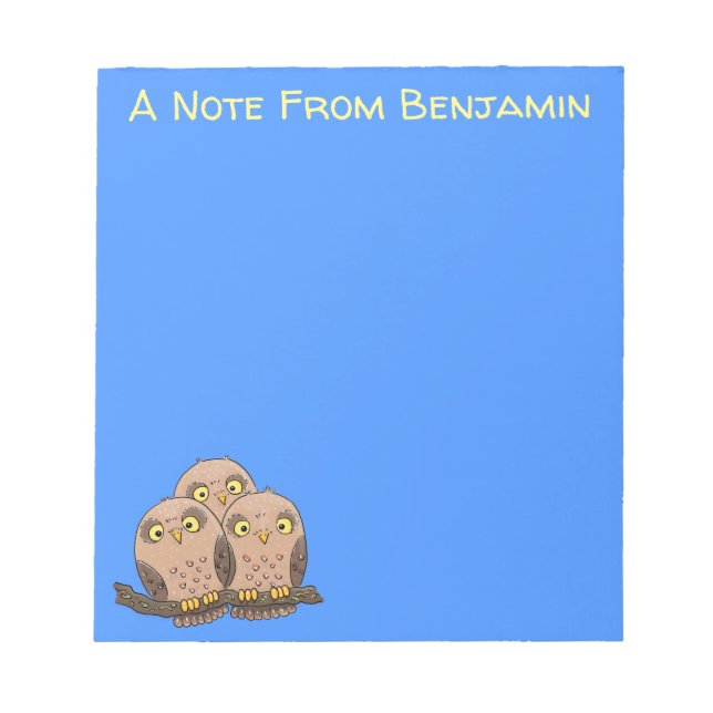 Niedliche Trio-Cartoon-Abbildung Notizblock (Vorderseite)