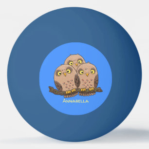 Niedliche Trio-Cartoon-Abbildung Tischtennisball