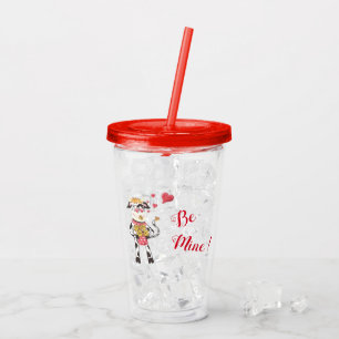 Niedliche Trommel Cartoonkuh Valentines Tages Acryltrinkbecher