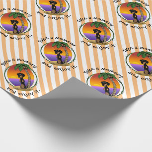 Niedliche Tropical Island Beach Dackel (schwarz & Geschenkpapier