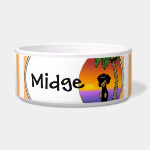 Niedliche Tropical Island Beach Dackel (schwarz & Napf