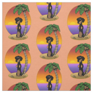 Niedliche Tropical Island Beach Dackel (schwarz &  Stoff