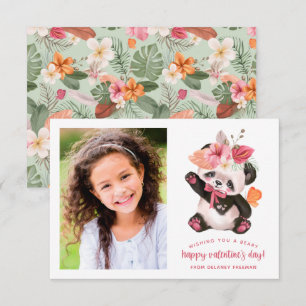 Niedliche Tropical Panda Kids Foto Valentine Card Mitteilungskarte