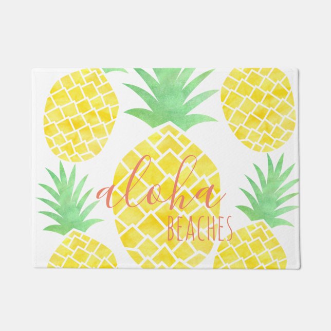 Niedliche tropische Ananas-Aloha-Strände Fußmatte (Vorderseite)