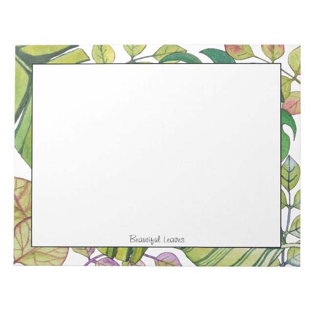 Niedliche tropische Blätter im Aquarellbilder Notizblock (Vorderseite)