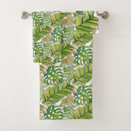 Niedliche tropische Blätter in Aquarellen Badhandtuch Set