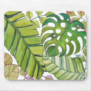 Niedliche tropische Blätter in Aquarellen Mousepad