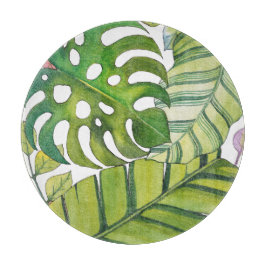 Niedliche tropische Blätter in Aquarellen Schneidebrett