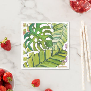 Niedliche tropische Blätter in Aquarellen Serviette