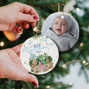 Niedliche tropische Dinosaurier Baby Erste 1. Weih Keramik Ornament