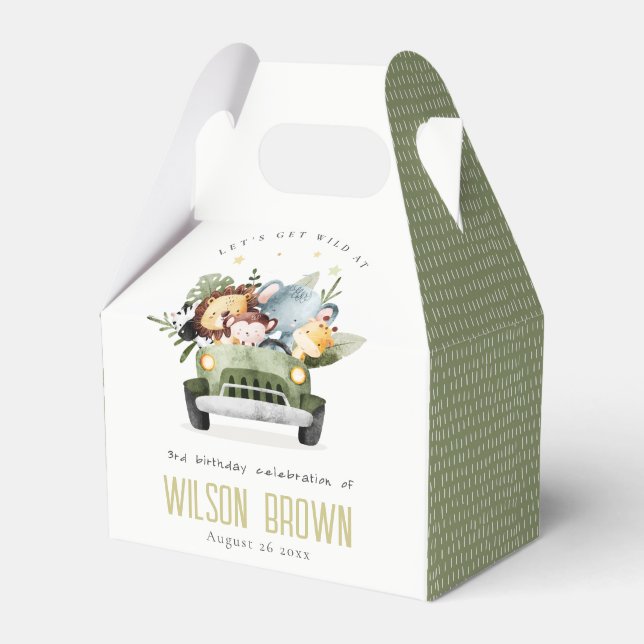 Niedliche tropische Jungtiere im Auto zum Geburtst Geschenkschachtel (Vorderseite)