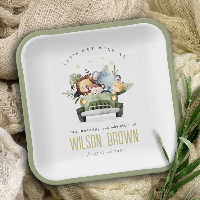 Niedliche tropische Jungtiere im Auto zum Geburtst Pappteller (Von Creator hochgeladen)