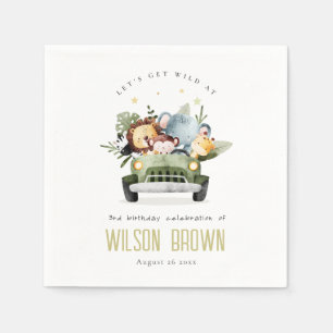 Niedliche tropische Jungtiere im Auto zum Geburtst Serviette