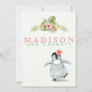 Niedliche tropische Pinguin-Rosa-Foto Ankündigung