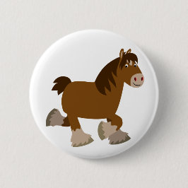 Niedliche Trotting Cartoon Shire Horse Button Abze