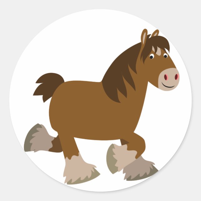 Niedliche Trotting Cartoon Shire Horse Sticker (Vorderseite)