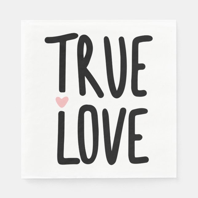 Niedliche True Love Wedding Brautparty Verlobung Serviette (Vorderseite)