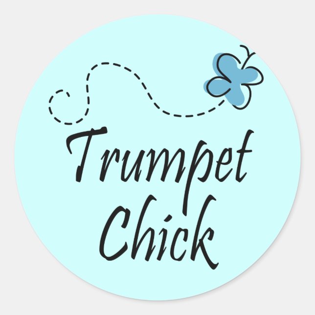 Niedliche Trumpet-Chick-Musik Runder Aufkleber (Vorderseite)