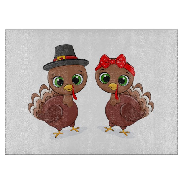 Niedliche Truthühner Schneidebrett (Vorderseite)