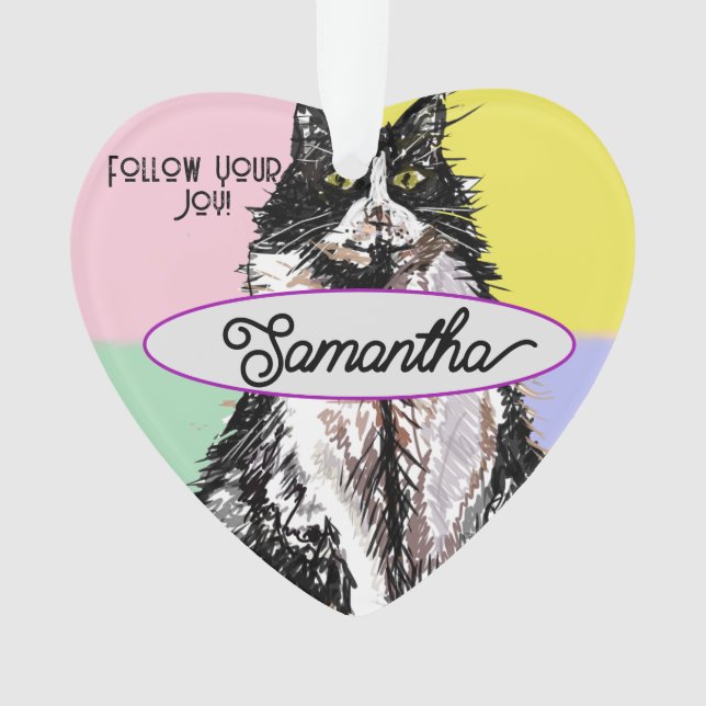 Niedliche Tuedo Katzenpastellfarben Rosa Kinder Na Ornament (Vorderseite)