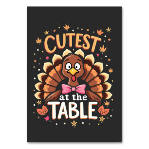 Niedliche Türkei am Tisch Funny Erntedank Tischnummer