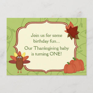 Niedliche Türkei Erntedank 1. Geburtstag Einladung