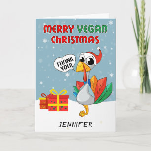 Niedliche Türkei Frohe Vegane Weihnachten Karte