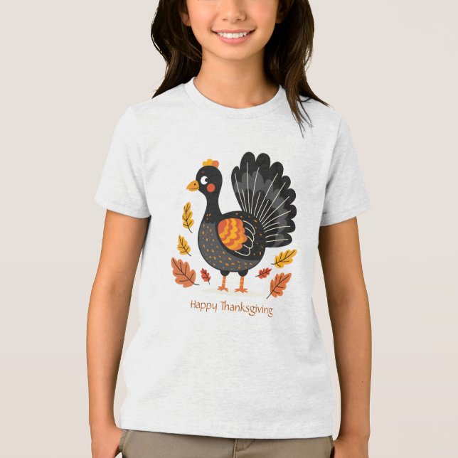Niedliche Türkei glücklich Ernst Thanksgiving T -  Tri-Blend Shirt (Vorderseite)
