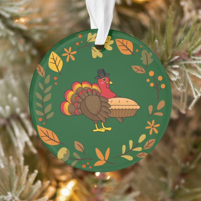 Niedliche Türkei mit Pumpkin Pie Erntedank Ornament (Baum)