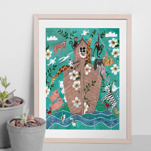 Niedliche türkisblaue Kinder Park der Noah-Kinder Poster