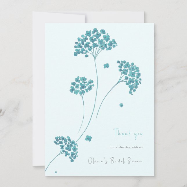 Niedliche türkisfarbene Blume Brautparty Vielen Da Einladung (Vorderseite)