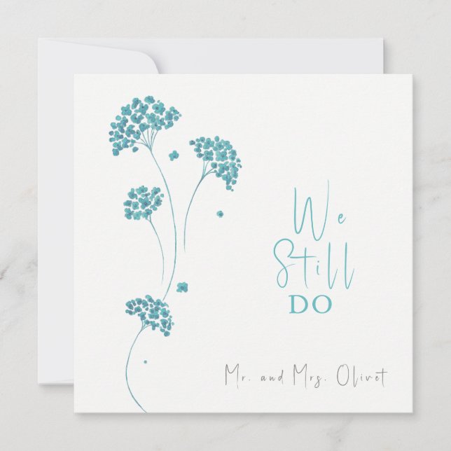 Niedliche türkisfarbene Blume Erneuerbare 25 Jahre Einladung (Vorderseite)