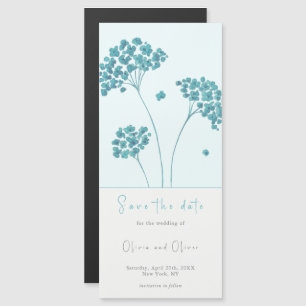 Niedliche türkisfarbene Blume Save the Date magnet
