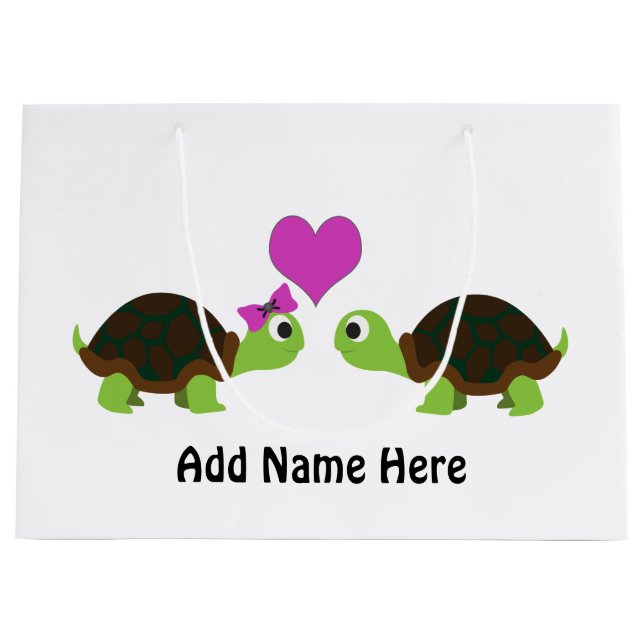 Niedliche Turtle-Liebe Große Geschenktüte (Vorderseite)