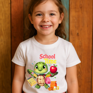 Niedliche Turtle "School Time" zurück zum Schuldes T-Shirt