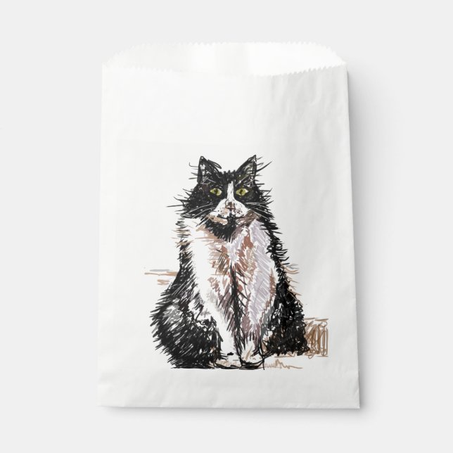 Niedliche Tuxedo Cat Art Haustier Gastgeschenke Geschenktütchen (Vorderseite)
