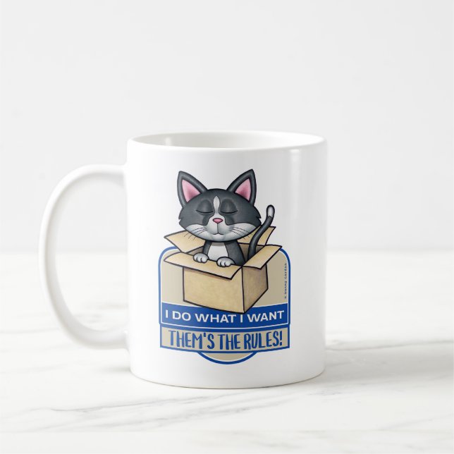 Niedliche Tuxedo Katze Ich tue, was ich Gewollt Kaffeetasse (Links)