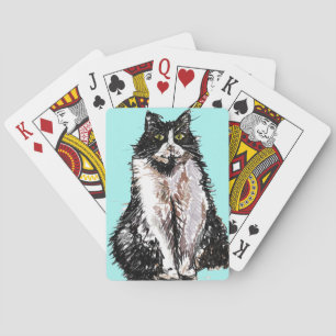 Niedliche Tuxedo Katze Wasserfarben Set Spielkarten