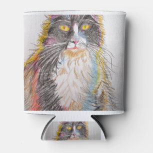 Niedliche Tuxedo Katze Zeichne Kunstkatzen Dosenkühler