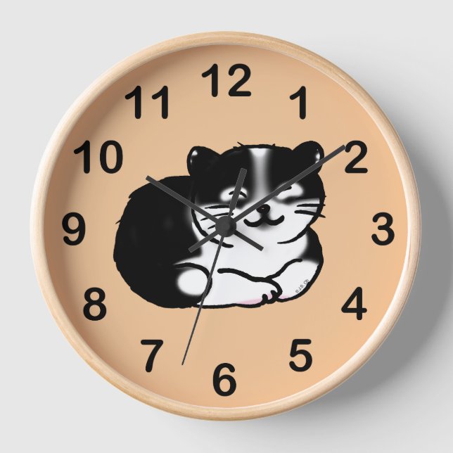 niedliche Tuxedokatze Uhr (Vorderseite)