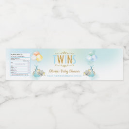 Niedliche Twin Boys Elephant Baby Dusche Sprinkle Wasserflaschenetikett