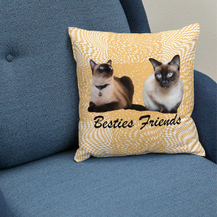 Niedliche Twin Siam Cats Dekoration Beige Vorlage Kissen