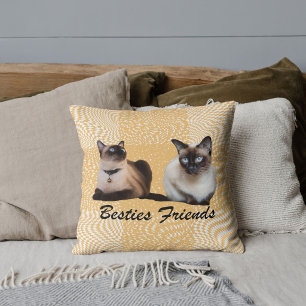 Niedliche Twin Siam Cats Dekoration Beige Vorlage Kissen