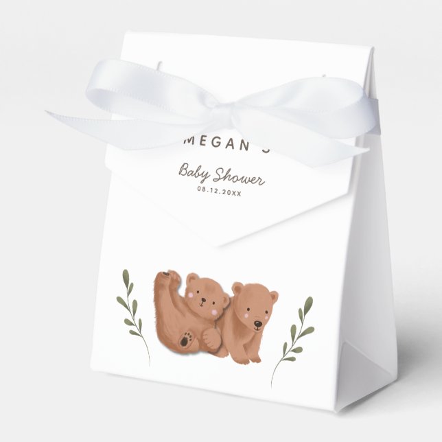 Niedliche Twins Bear Baby Dusche Geschenkschachtel (Vorderseite)