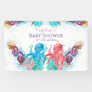 Niedliche TwinsOcean Octopus bunt Happy Birthday Banner