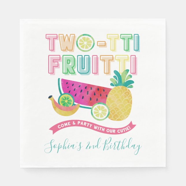 Niedliche Twotti Frutti 2. Geburtstag Serviette (Vorderseite)