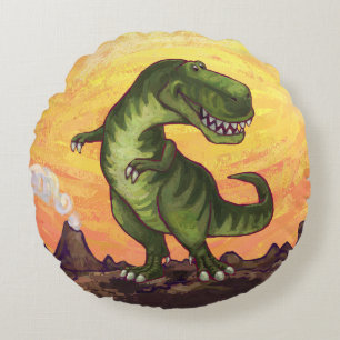 Niedliche Tyrannosaurus-Köpfe und Schwanz Rundes Kissen