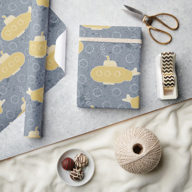 Niedliche U-Boot Boys Kinderdusche Geschenkpapier (Kunsthandwerk)