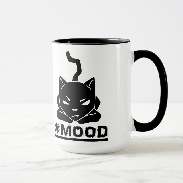 Niedliche u. lustige #MOOD schwarze Tasse (Rechts)