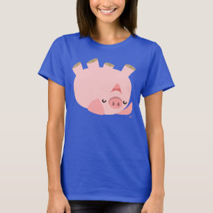 Niedliche Überrollung des Cartoon Schweinefleisch T-Shirt